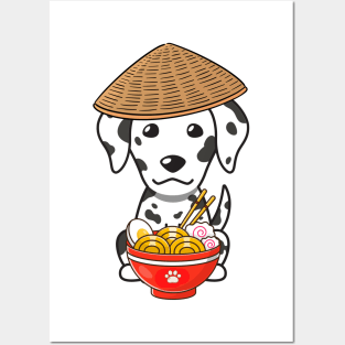 Funny Dalmatian Eating Noodles Posters and Art